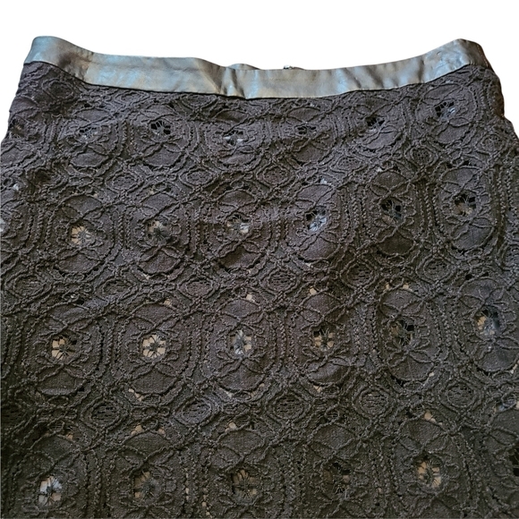 Kenar black lace floral pleather  pencil skirt - Picture 2 of 9